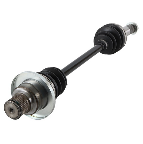 CV driveshaft for Yamaha Rhino rear left; black rubber boots, metal yoke.