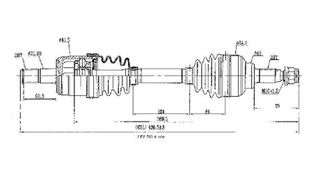 Hyper Honda TRX420 front CV driveshaft schematic for IRS (2009–2014)