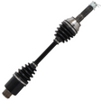 CV driveshaft rear for Polaris Sportsman, black shaft with ribbed rubber boots and metal joints