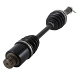 Rear CV driveshaft by Hyper for Polaris Sportsman ATV; black shaft with ribbed CV boots
