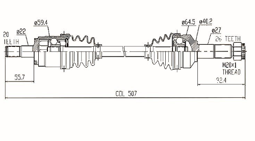 Hyper CV shaft complete for Honda TRX500 front-right (2014–2019) drive shafts