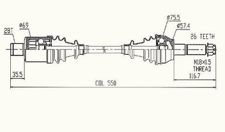 Polaris Sportsman rear CV driveshaft by ATV City; complete drive shaft for 2014–2017 Hawkeye and 325/450/570 models