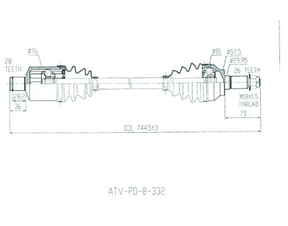 Polaris RZR XP 1000 Turbo CV driveshaft set – front left and right, complete, ATV City, 2014–2019.
