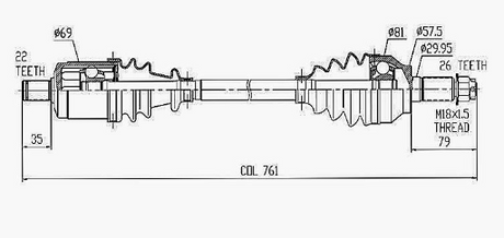 Polaris RZR XP 1000 / XP 4 1000 front left & right CV driveshafts, built after 20/10/2015 (2015–2017)