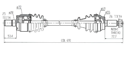 Honda Pioneer 700/700-4 CV driveshaft rear (SXS700), 2015–2016, ATV City