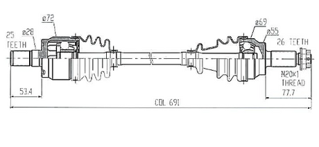 Honda Pioneer 700/700-4 CV driveshaft rear (SXS700), 2015–2016, ATV City