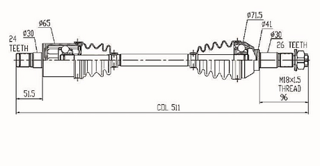 ATV City Can-Am Outlander L 570 CV shaft, rear-right drive shaft for 450/500/570 (2015–2018)