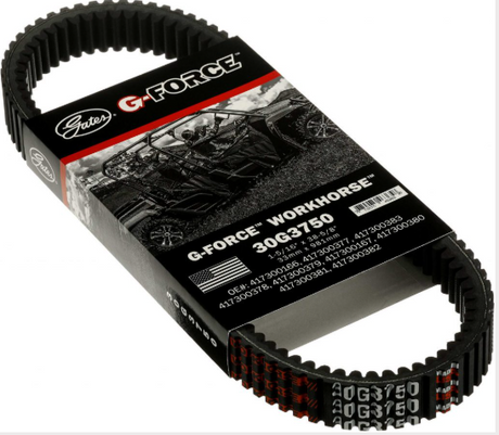 G-Force Workhorse 30G3750 CVT drive belt in Gates packaging for Can-Am Outlander/Commander/Renegade.