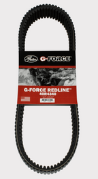 Gates G-Force Redline CVT drive belt, black rubber belt on red-and-black packaging with G-Force logo.