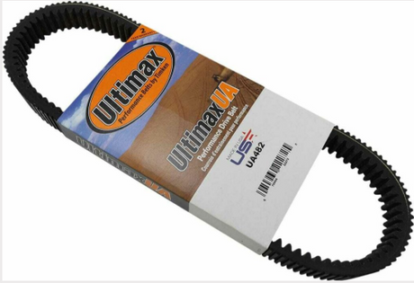 Ultimax CVT drive belt in packaging; black ribbed belt for Kawasaki Mule Pro-DX/FX