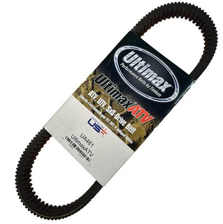 Ultimax UA481 CVT drive belt on packaging; ATV belt