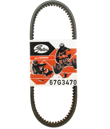 Gates G-Force 67G3470 CVT drive belt, black with Gates logo.