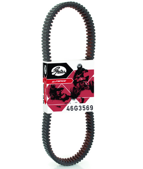 Drive belt Gates G-Force 46G3569 CVT for Arctic Cat Textron 550/650/700, black with brown interior.