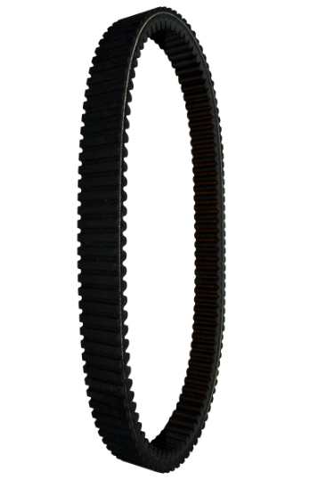 Drive belt, black toothed CVT belt with inner teeth; single item.