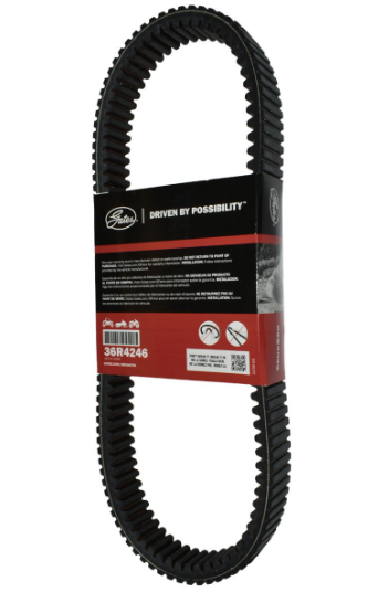 Gates G-Force Redline 36R4246 CVT drive belt for Polaris Ranger 1000 Diesel, black ribbed belt.