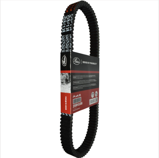 Drive belt Gates G-Force Redline 25R4108 CVT, black belt on red Gates packaging.