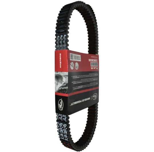 Gates G-Force Redline 33R3836 CVT drive belt for Polaris Ranger 900 Diesel (2010–2014), black belt on red packaging