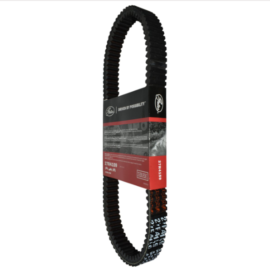 Gates REDLINE CVT drive belt 27R4159 for Polaris RZR; black ribbed belt in red Gates packaging.