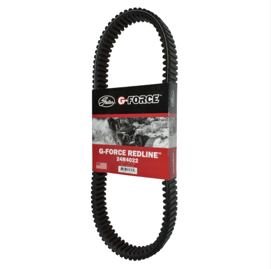 Gates G-Force Redline CVT drive belt 24R4022 for Polaris Ranger/RZR, black belt on red/black packaging.