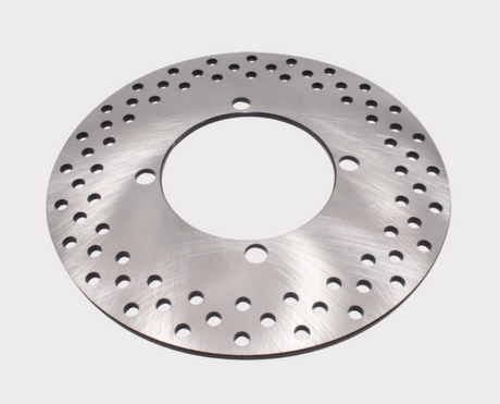 Rear brake disc rotor with perforations and silver finish