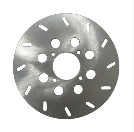 Rear brake disc rotor, silver metal, aftermarket replacement for Yamaha Kodiak 400/450 and Wolverine 450.