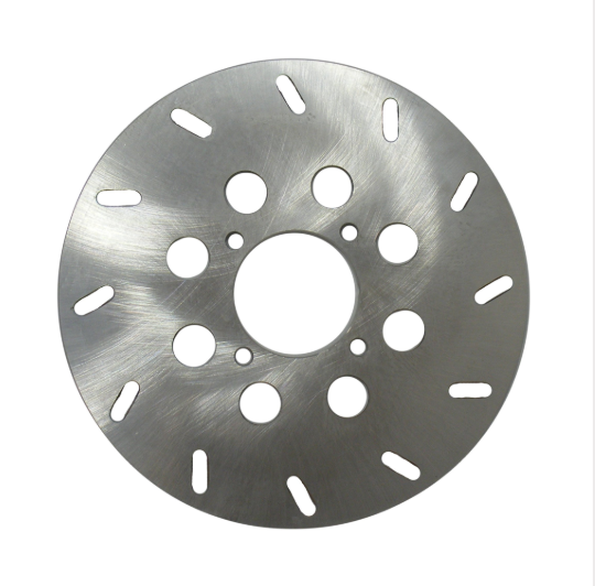 Rear brake disc rotor, silver metal, aftermarket replacement for Yamaha Kodiak 400/450 and Wolverine 450.