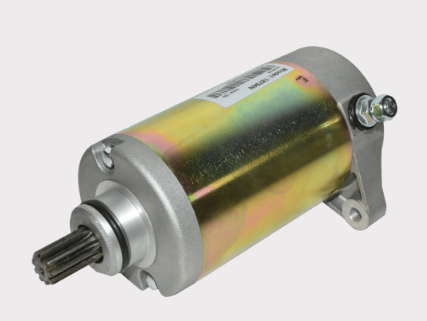 Starter motor for Suzuki LT250EF/LT300E QuadRunner, 12V CCW 9-spline, gold-toned body (DGT Agri)