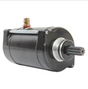 Starter motor for Honda TRX650/TRX680 Rincon and Pioneer 700; black cylindrical unit with splined gear shaft