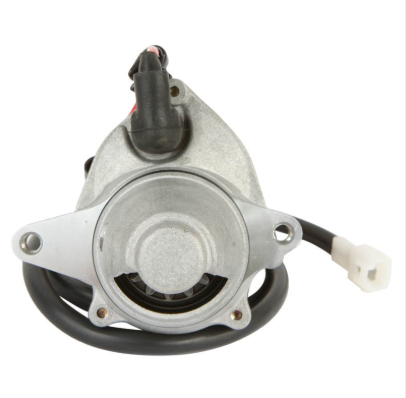 Starter motor for Suzuki LT80/Kawasaki KSF80, silver metal housing with black wiring