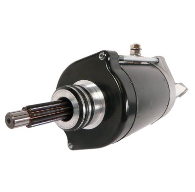 Starter motor for Polaris RZR XP 900 / RZR 4 900 by DGT Agri, black housing with silver shaft