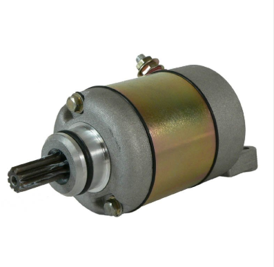 Starter motor by DGT Agri for KTM 525 XC / 400 EXC / 540 SXS and Polaris Outlaw 450; metallic gold housing