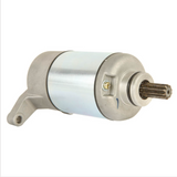 Starter motor for Suzuki ATV models (LT160, LT-F250, LT-Z250, LT230E) with silver metal housing.