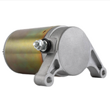 Starter motor by DGT Agri for Yamaha ATV models Raptor 350–Kodiak 400; gold body with silver mounting bracket