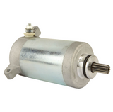 Starter motor for Kawasaki KLF Bayou ATV, silver metal housing with top solenoid (DGT Agri).