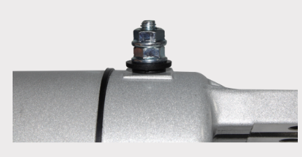 Starter motor by DGT Agri for Honda TRX400FW/TRX450/TRX500 Fourtrax Foreman 4x4; silver housing and mounting stud.