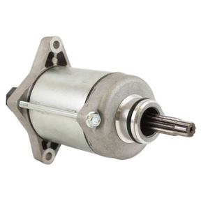 Starter motor for Honda TRX ATV, metal silver body with splined shaft, DGT Agri.