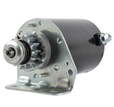 Starter motor by DGT Agri; black metal body, fits Briggs & Stratton 7–18HP and JD/Cub Cadet/Toro; replaces 693551