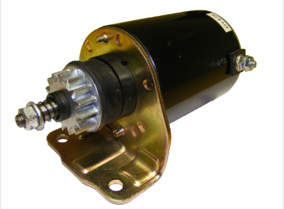 DGT Agri starter motor for John Deere and other tractors, black housing with silver drive gear and mounting flange