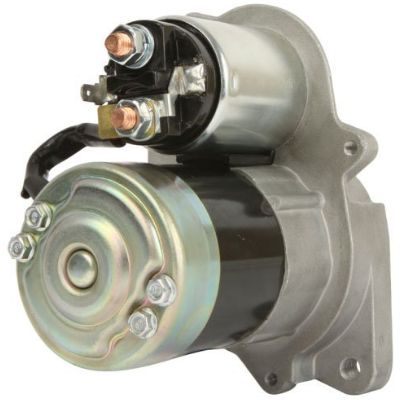Starter motor for Polaris diesel ATV, 12V CCW, 13-tooth, silver and black housing