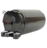 Black starter motor with mounting lugs; fits Bombardier Quest 500/650, Traxter, and John Deere Trail Buck 500/650