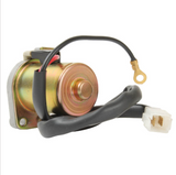 Starter motor for Polaris Predator 50 / Scrambler 50 with gold-toned metal housing and black wires