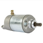 Starter motor by DGT Agri; metallic silver cylindrical body for Arctic Cat 650 V-Twin 4x4 and Massey Ferguson 650 V-Twin.