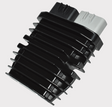MOSFET voltage regulator rectifier for lithium-ion systems; black finned heatsink and dual connectors