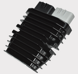 MOSFET voltage regulator rectifier for lithium-ion systems; black finned heatsink and dual connectors