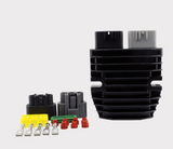 MOSFET voltage regulator rectifier by DGT Agri with black heatsink and connector kit for lithium-ion ATV/UTV/motorcycle