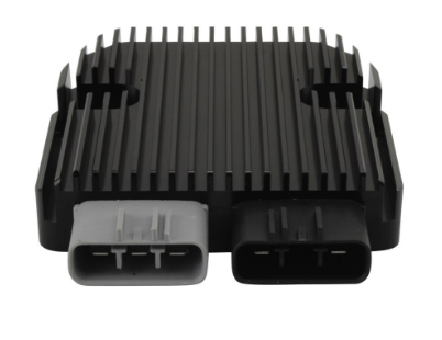 DGT Agri REVOLT voltage regulator with black finned heatsink and dual connectors.