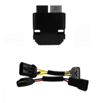 REVOLT voltage regulator by DGT Agri; black heatsink with a multi-pin wiring harness (2-piece set)