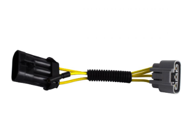 REVOLT Voltage Regulator wiring harness by DGT Agri; yellow wires with black and gray dual connectors