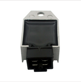 Voltage regulator by DGT Agri with silver metal housing and black 3-pin connector.