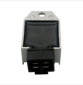 Voltage regulator by DGT Agri with silver metal housing and black 3-pin connector.